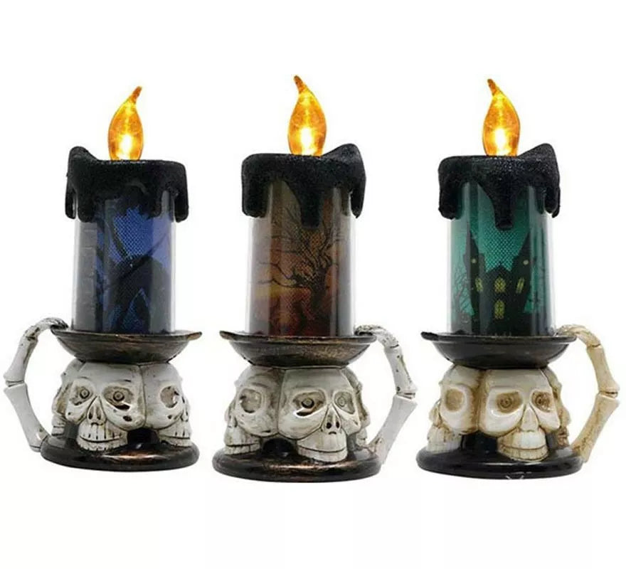 Translation missing: de.Vela Electrónica con Calavera y Luz de 17X9.5 cm en colores surtidos