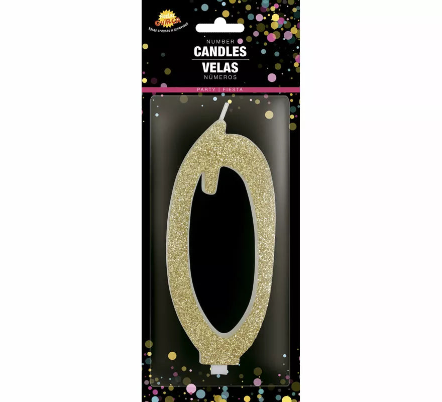 Translation missing: de.Vela Escarchada Oro Número 0, de 12.5 cm