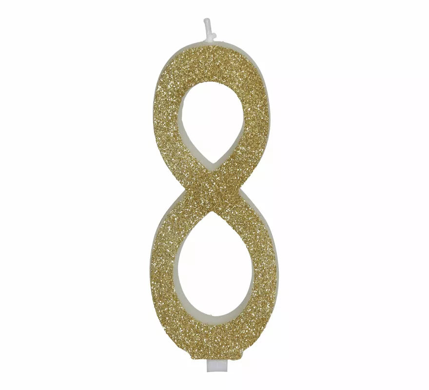 Translation missing: de.Vela Escarchada Oro Número 8, de 12.5 cm