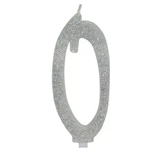 Kerze Nummer 0 aus gefrostetem Silber, 12,5 cm