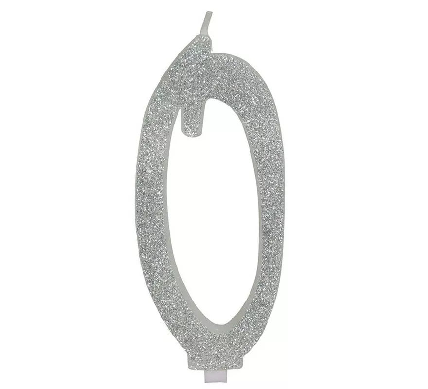Translation missing: de.Vela Escarchada Plata Número 0, de 12.5 cm