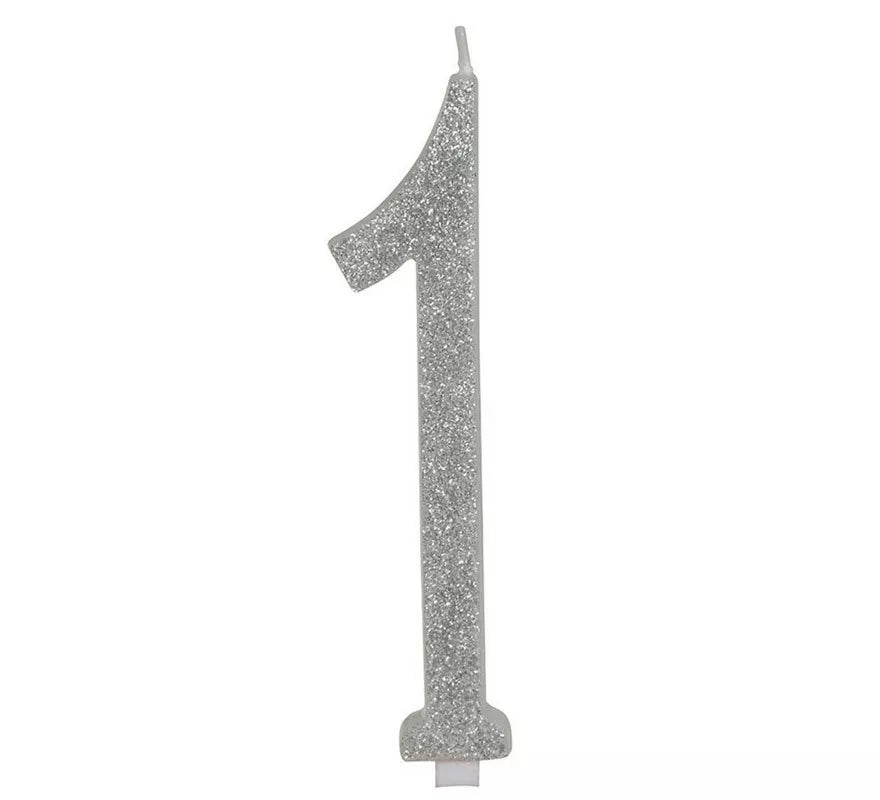 Translation missing: de.Vela Escarchada Plata Número 1, de 12.5 cm