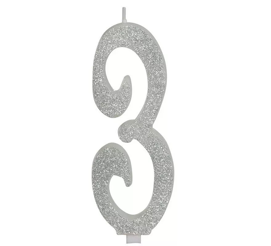 Translation missing: de.Vela Escarchada Plata Número 3, de 12.5 cm