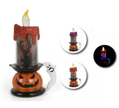Halloween-Kerze mit Kürbissockel in verschiedenen Modellen mit Licht von 9,5 x 16,5 cm