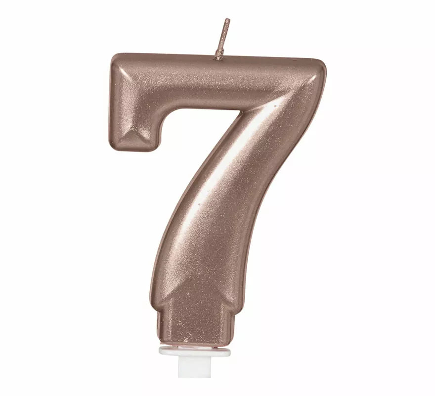 Translation missing: de.Vela Metalizada Oro y Rosa Número 7, de 8 cm