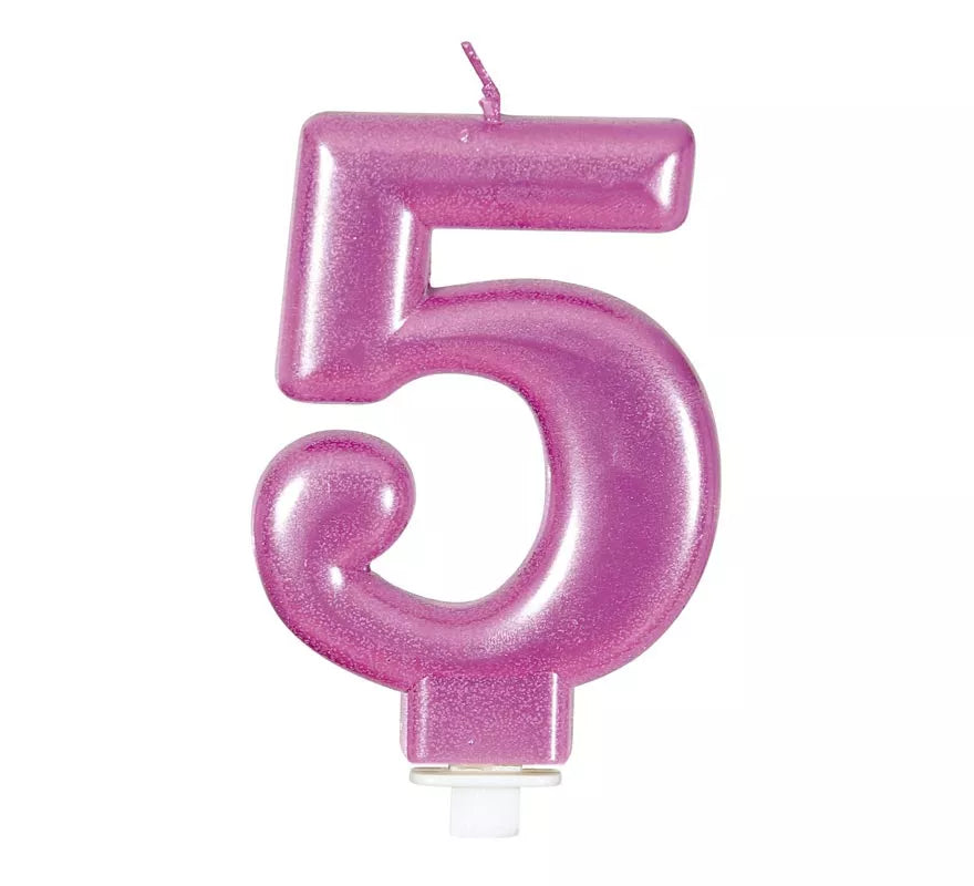 Translation missing: de.Vela Metalizada Rosa Nº 5, de 8 cm