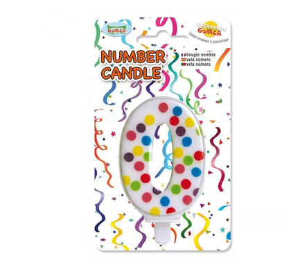 Vela Puntitos de colores con el número 0.