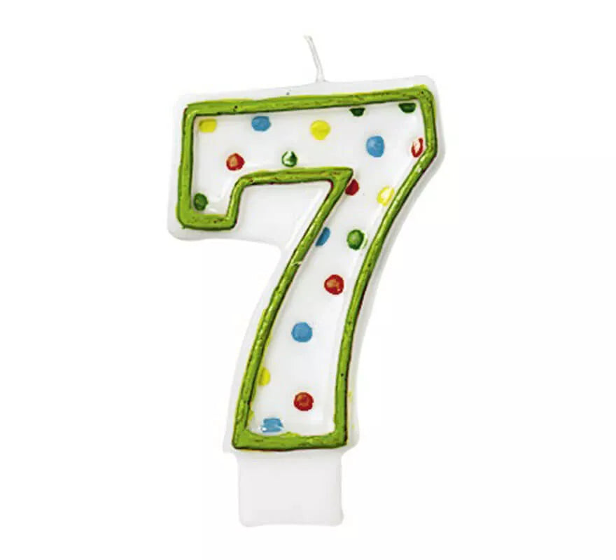 Translation missing: de.Vela Puntitos de colores con el número 7 para cumpleaños
