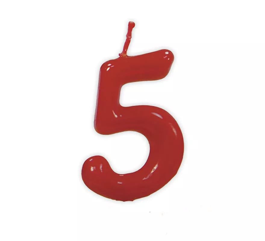 Translation missing: de.Vela roja con el número 5 para cumpleaños