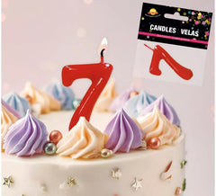 Rote Kerze mit der Nummer 7 zum Geburtstag