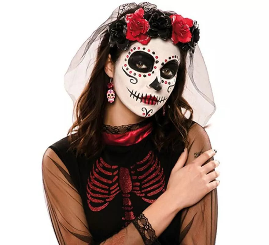 Velo con Calavera del Día de los Muertos