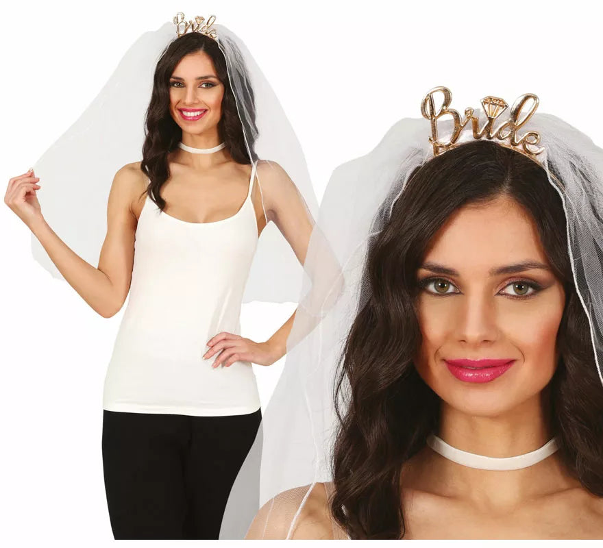 Translation missing: de.Velo de Novia blanco con Diadema Bride