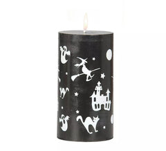 Schwarze Kerze mit 13x7 cm Figuren