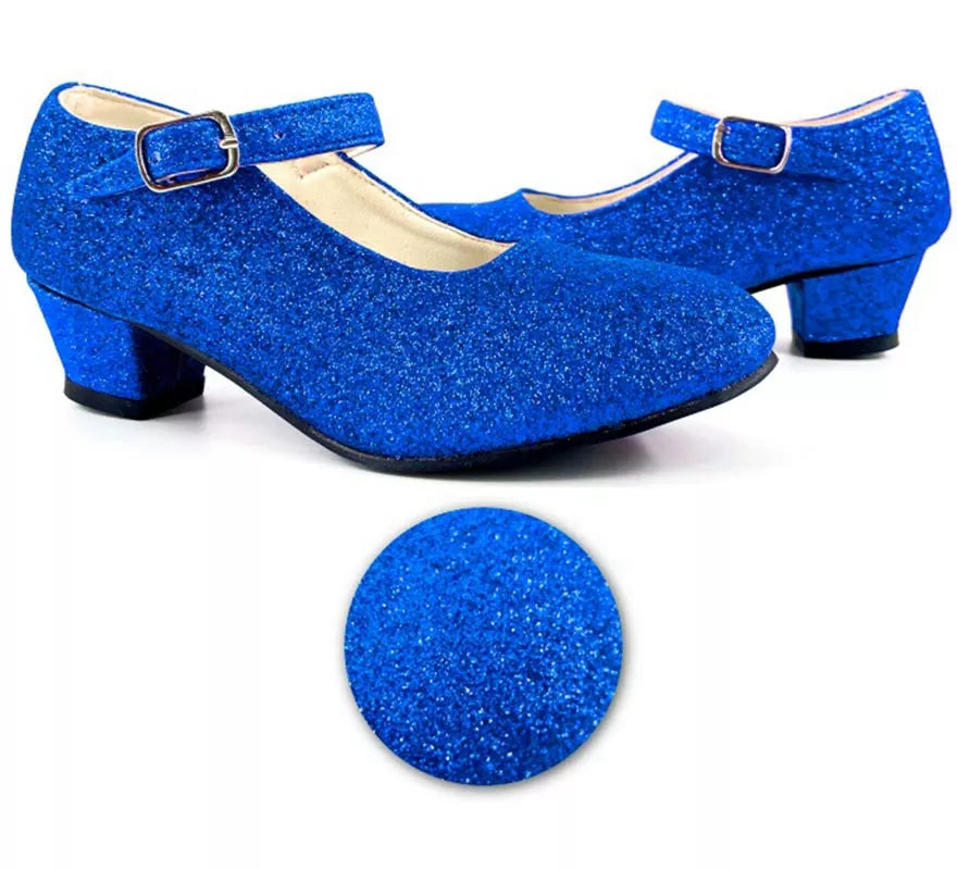 Translation missing: de.Zapato Sevillana con tacón Azulón Purpurina en números del 22 al 41