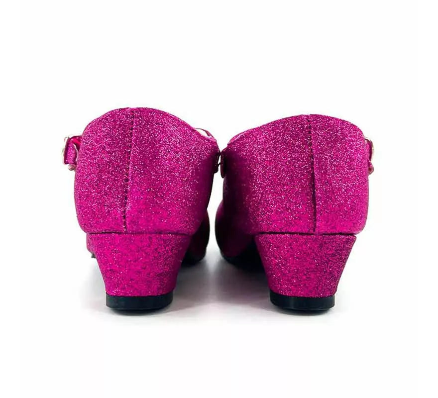 Translation missing: de.Zapato Sevillana con tacón Fucsia Purpurina en números del 22 al 41