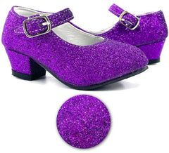 Sevillana-Schuh mit lila Glitzerabsatz in den Nummern 22 bis 41
