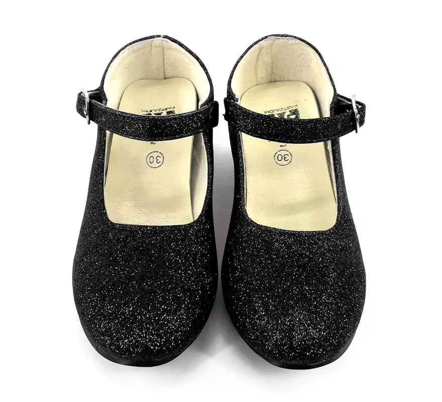 Translation missing: de.Zapato Sevillana con tacón Negro Purpurina en números del 22 al 41