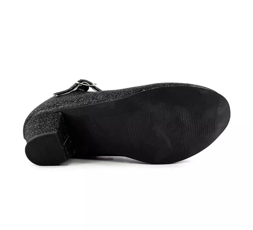 Translation missing: de.Zapato Sevillana con tacón Negro Purpurina en números del 22 al 41