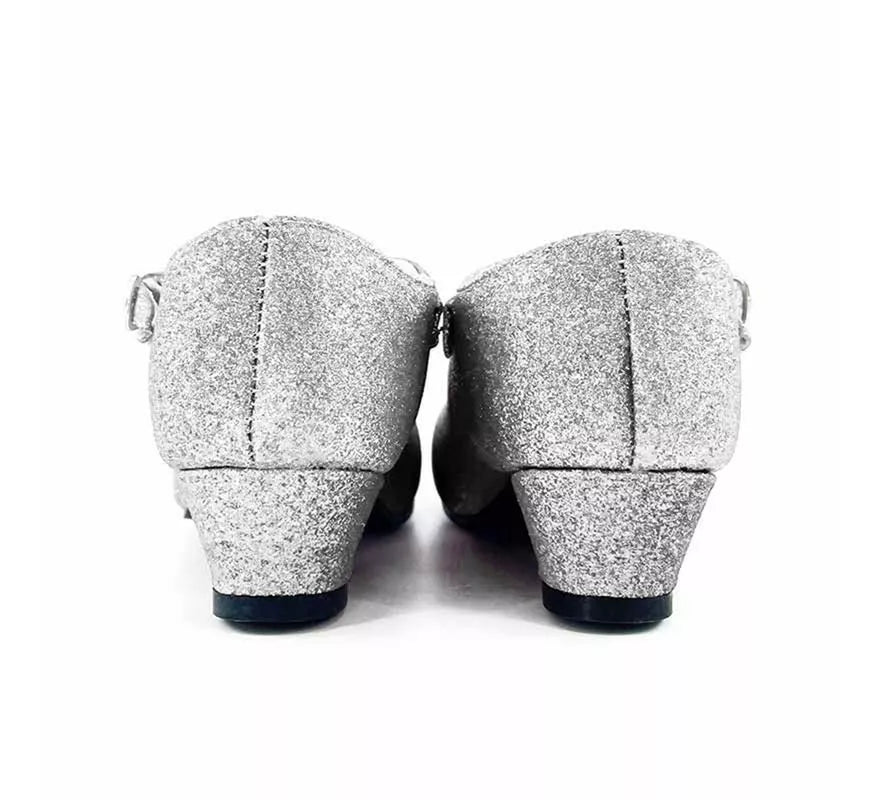 Zapato Sevillana con tacón Plateado Purpurina en números del 22 al 41