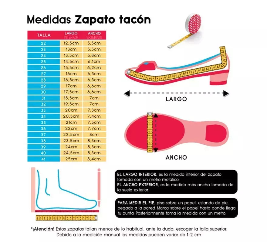 Translation missing: de.Zapato Sevillana con tacón Rojo en números del 22 al 41