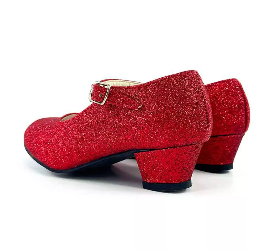 Translation missing: de.Zapato Sevillana con tacón Rojo Purpurina en números del 22 al 41