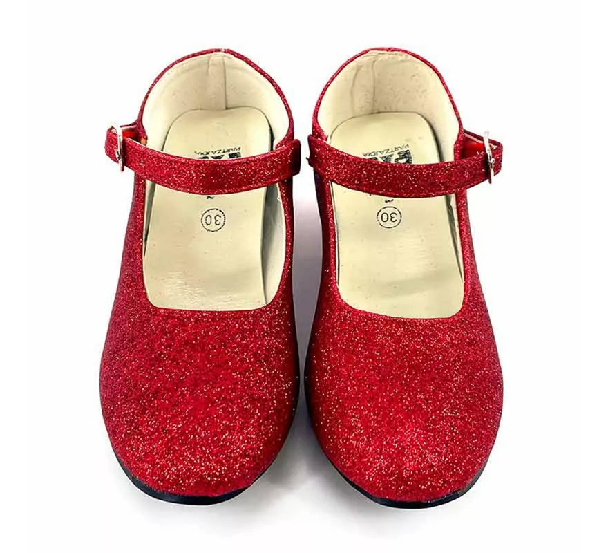 Translation missing: de.Zapato Sevillana con tacón Rojo Purpurina en números del 22 al 41