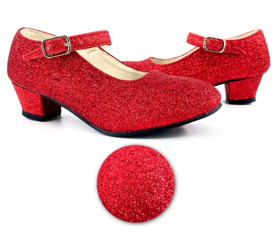 Translation missing: de.Zapato Sevillana con tacón Rojo Purpurina en números del 22 al 41