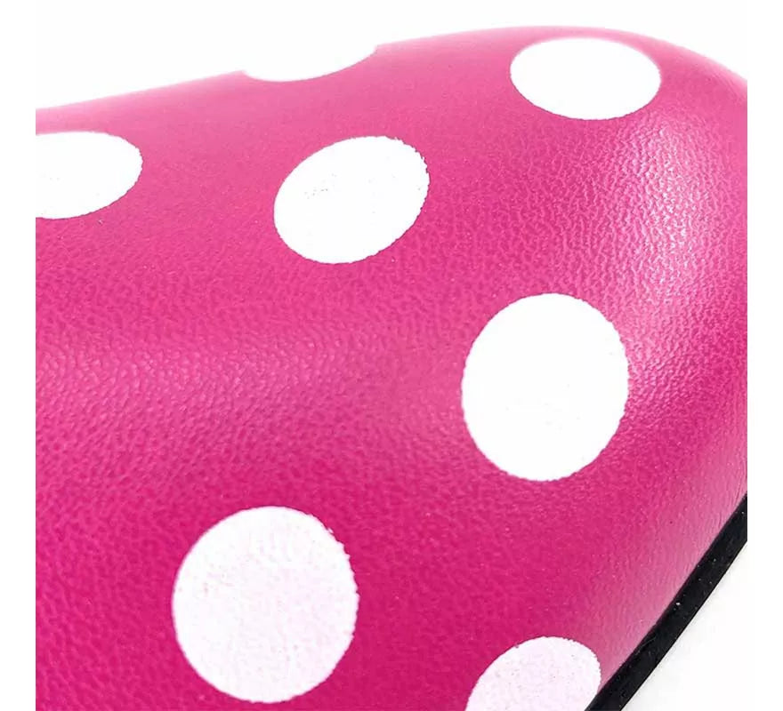 Translation missing: de.Zapato Sevillana de tacón Fucsia con lunares Blancos números del 22 al 41