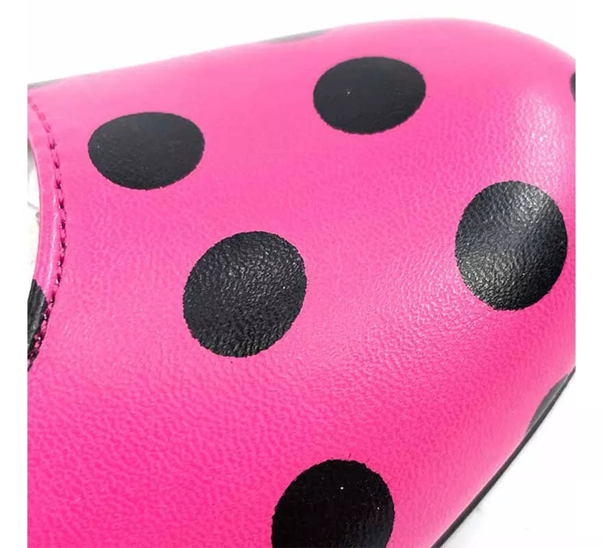 Translation missing: de.Zapato Sevillana con tacón Fucsia con lunares Negros números del 22 al 41