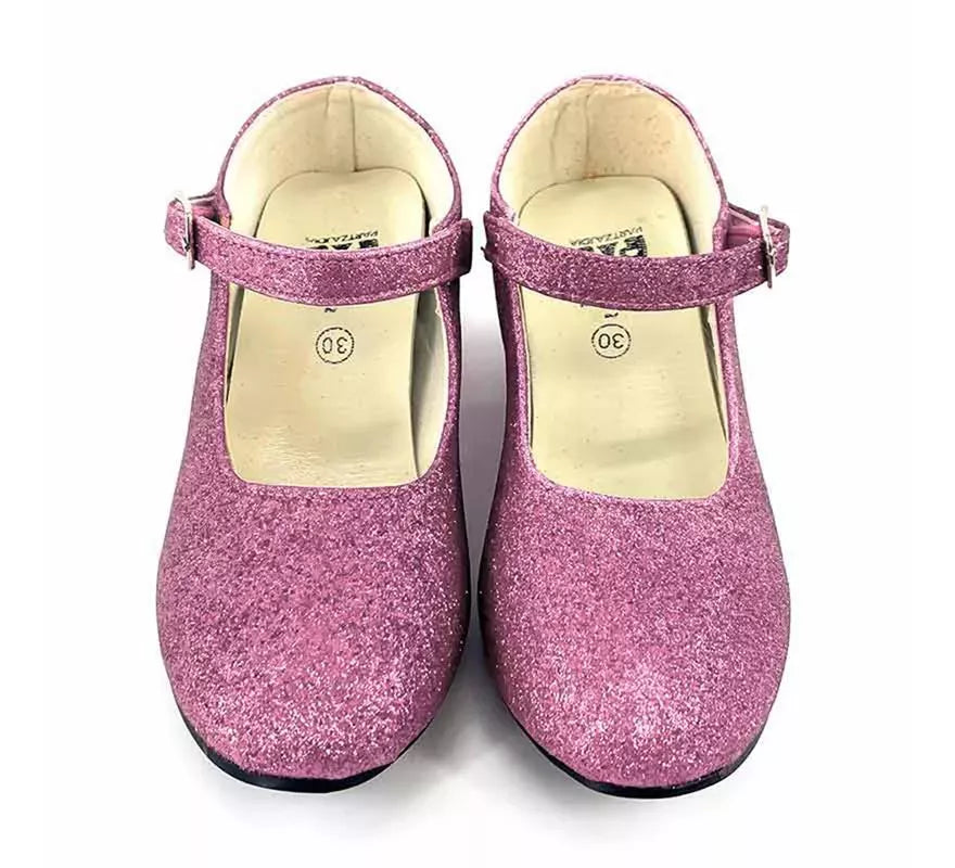 Zapato Sevillana con tacón Rosa Purpurina en números del 22 al 41