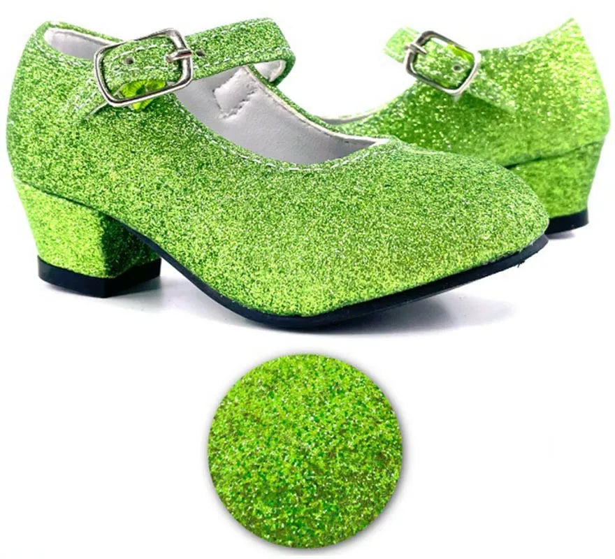 Translation missing: de.Zapato Sevillana con tacón Verde Purpurina en números del 22 al 41