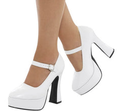 Weiße 70er Jahre Schuhe mit 12,7 cm Absatz für Damen
