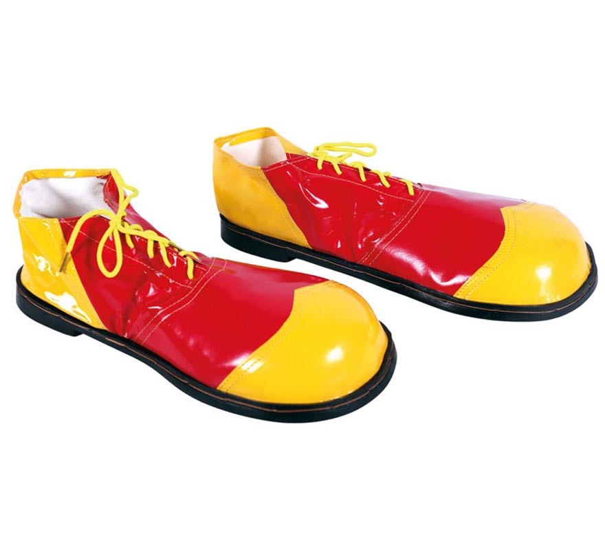 Translation missing: de.Zapatos de Payaso de Vinilo Amarillo y Rojo 35 cm