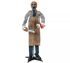 Zombiekiller mit Kettensäge und 130x18x70 cm großem Sockel
